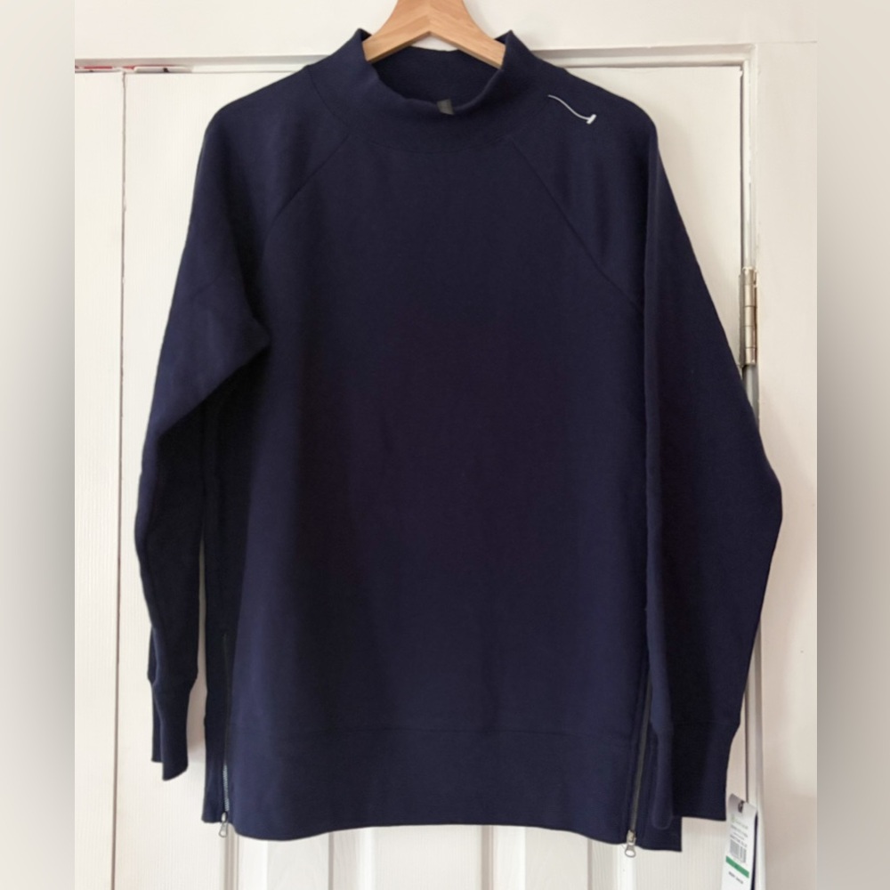 GAIAM Deep Blue Turtleneck Sweatshirt Side Zippers Size XL NWT